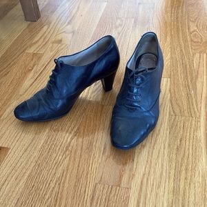 Black Leather Carel Heeled Boots